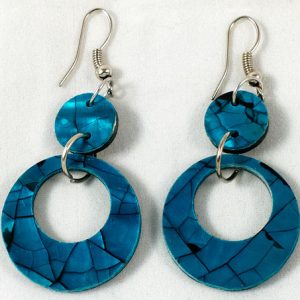 Earrings - shell hoop blue