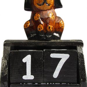 Hand Carved Wooden Perpetual Dog Calendar