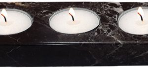 Black Marble 3-Hole Candle Holder