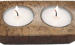 Fossil-Stone 2-Hole Candle Holder