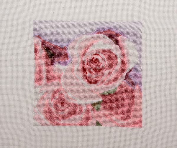 Cross Stitch Embroidery picture of roses for framing