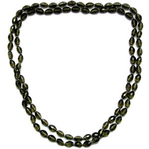 Necklace grey oval crystal bead