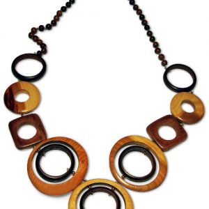 Fancy necklace made from wooden rings and beads