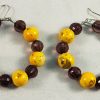 Earrings beads grey yellow mix