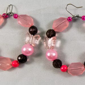 Earrings beads black pink mix