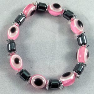 Bracelet hematite and pink beads