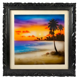 Framed Picture of a beautiful seascape in a handcarved frame