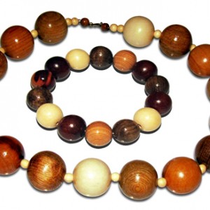 Neckace + Bracelet made from wooden balls